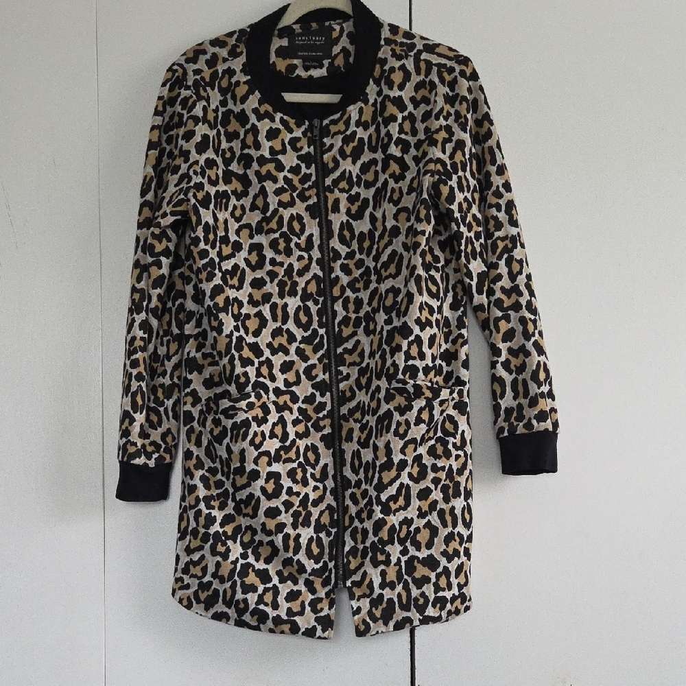 Sanctuary Leopard Print Bomber Jacket with Black Accents